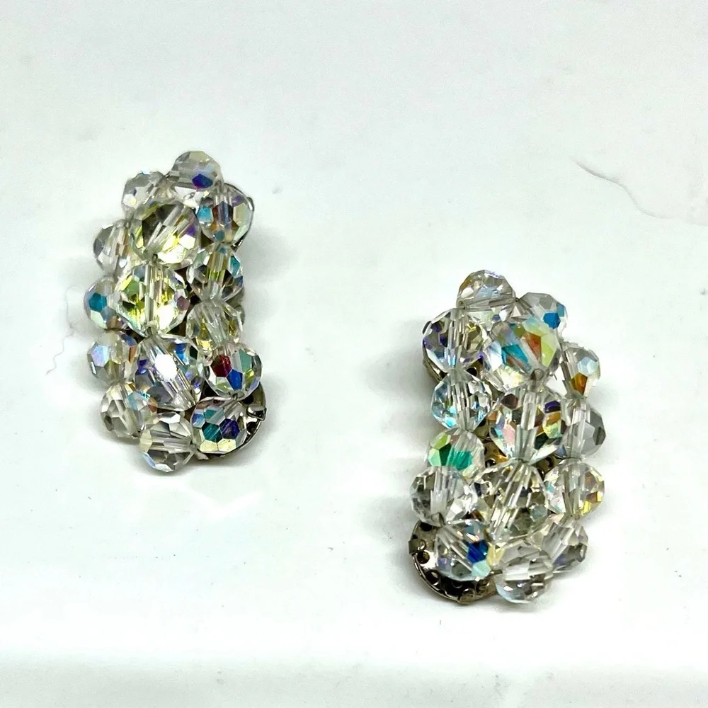 Vintage Aurora Borealis Clip-On Earrings